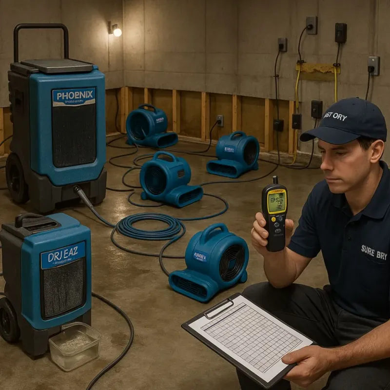 Structural Drying and Dehumidification process in Bunker Hill Village, TX